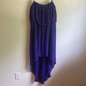 Purple Pleated Strapless Dress